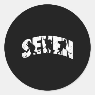 Kinderen 7e verjaardag Retro IJshockey 7 Jaar Oude Ronde Sticker
