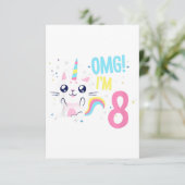 Kinderen 8 jaar oud meisje verjaardag outfit cadea kaart (Staand voorkant)