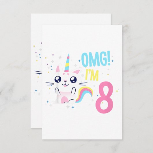 Kinderen 8 jaar oud meisje verjaardag outfit cadea kaart (Voorkant / Achterkant)