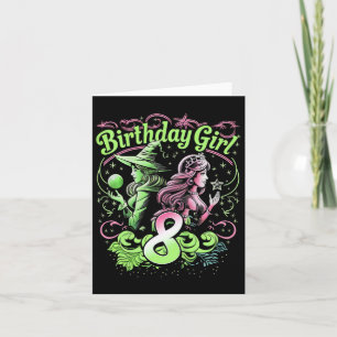 Kinderen 8e verjaardag Heks Roze En Groen 8 Jaar Kaart