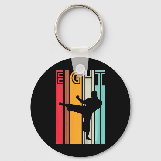 Kinderen 8e verjaardagscadeau Karate Retro Taekwon Sleutelhanger (Voorkant)