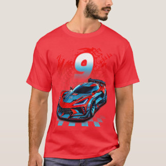 Kinderen 9 Jaar Oude Race 9e Verjaardagsfeestje Ra T-shirt