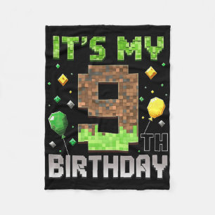 Kinderen 9e verjaardag Gamer Pixel 9 jaar oud Vide Fleece Deken