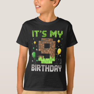 Kinderen 9e verjaardag Gamer Pixel 9 jaar oud vide T-shirt