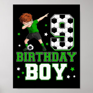 Kinderen 9e verjaardag jongen voetbal 9 jaar oude poster