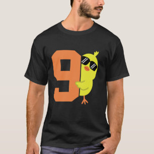 Kinderen 9e verjaardag Kip Thema Schattig 9 Jaar O T-shirt