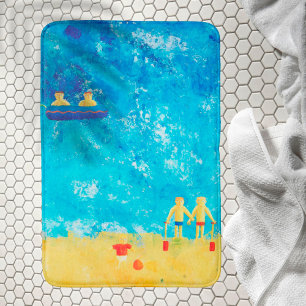 Kinderen aan de Zee Modern Hedendaags Kunst Badmat