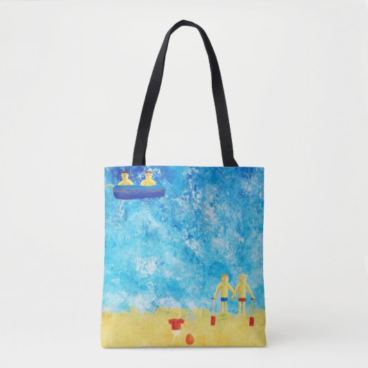 Kinderen aan de zee moderne strand tote bag (Voorkant)
