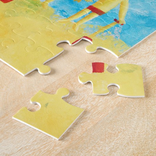 Kinderen aan de Zeekant Modern Hedendaags Kunst Legpuzzel (Zijkant)