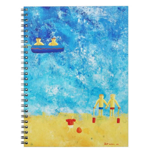 Kinderen aan de Zeekant Modern Hedendaags Kunst Notitieboek (Voorkant)