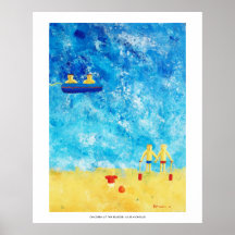 Kinderen aan het strand Contemporary Art Print