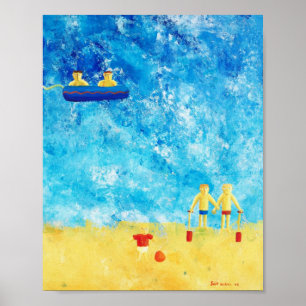 Kinderen aan het strand Contemporary Art Print