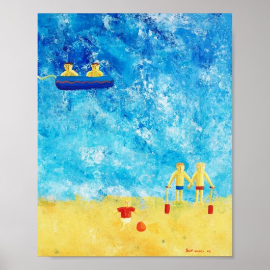 Kinderen aan het strand Contemporary Art Print (Voorkant)