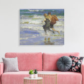 Kinderen aan het strand (door Edward Henry Potthas Canvas Afdruk (Insitu (Woonkamer))