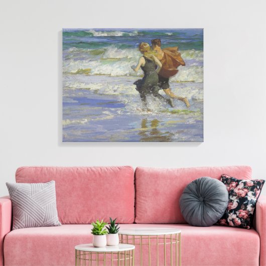 Kinderen aan het strand (door Edward Henry Potthas Canvas Afdruk (Insitu (Woonkamer))