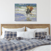 Kinderen aan het strand (door Edward Henry Potthas Canvas Afdruk (Insitu (Slaapkamer))