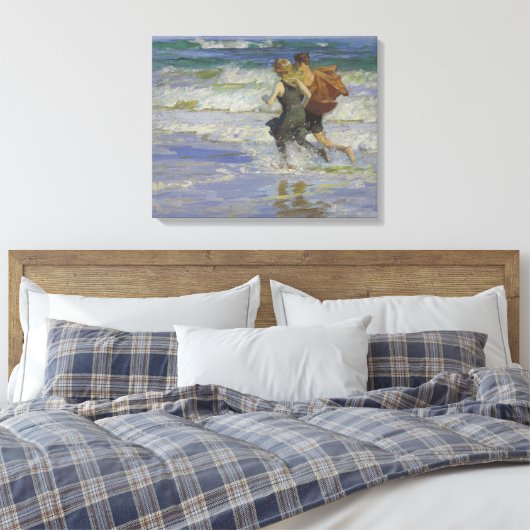 Kinderen aan het strand (door Edward Henry Potthas Canvas Afdruk (Insitu (Slaapkamer))