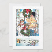  kinderen aan wal met kerstmis feestdagenkaart (Voorkant)