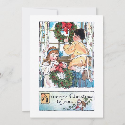  kinderen aan wal met kerstmis feestdagenkaart (Voorkant)