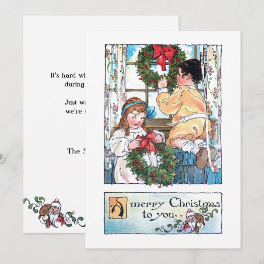 kinderen aan wal met kerstmis feestdagenkaart (Voorkant / Achterkant)