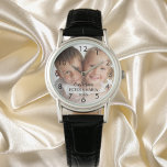 Kinderen aangepaste foto namen jaar mam horloge<br><div class="desc">Voeg je eigen favoriete foto toe. Zwarte cijfers. Een witte foto overlay. Personaliseer en voeg hun namen en jaar toe,  zwarte letters. Perfect voor je moeder,  mam</div>