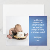 Kinderen Aangepaste foto verjaardag platte bedankk Bedankkaart (Voorkant / Achterkant)