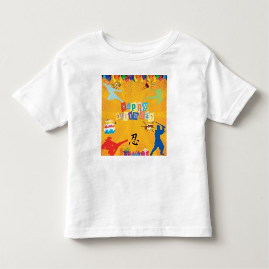 Kinderen Aangepaste Ninja Verjaardagsfeestje  Kinder Shirts (Voorkant)