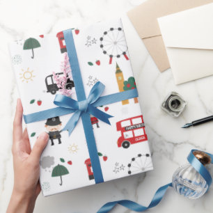 Kinderen Aangepaste Rode Londense Bus & Klokkentor Cadeaupapier