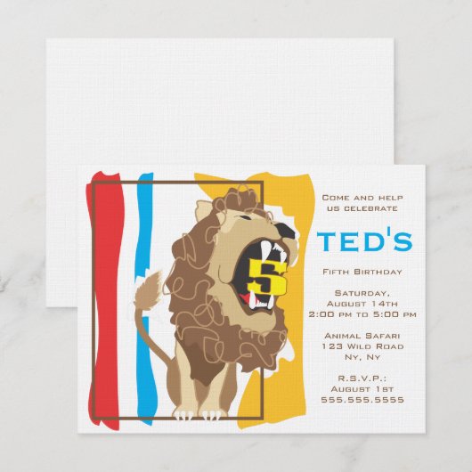 Kinderen - Aannodiging op zondag - Leeuw Kaart (Voorkant / Achterkant)