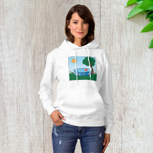 Kinderen achtertuin zwembad scène met zon boom hoodie
