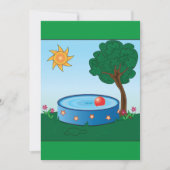 Kinderen achtertuin zwembad scène met zon boom kaart (Voorkant)
