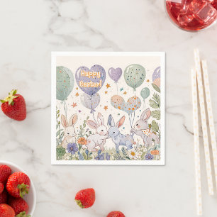 Kinderen Adorable Pasen Konijnen Pastel Bloem Tuin Servet