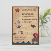 Kinderen Ahoy Pirate Schatkist Verjaardag Kaart (Staand voorkant)