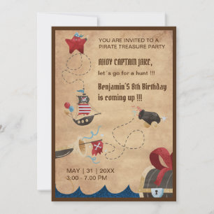 Kinderen Ahoy Pirate Schatkist Verjaardag Kaart