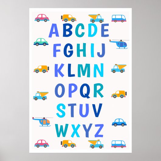Kinderen Alfabet Speerauto's Poster (Voorkant)