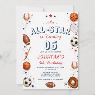Kinderen All Star Sport 5e verjaardagsfeestje voor Kaart