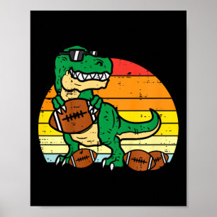 Kinderen Amerikaans Voetbal Trex Retro Dinosaur Bo Poster