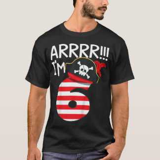 Kinderen Arrr IK ben 6 Cool Piraat Thema 6de Verja T-shirt