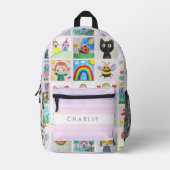 Kinderen Art 25 Tekeningen Collage School Bedrukte Rugzak (Voorkant)