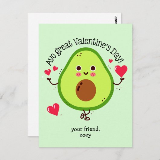 Kinderen Avocado Valentijnsdag Postkaart Formaat (Voorkant / Achterkant)