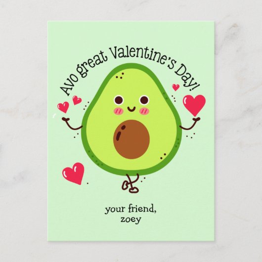 Kinderen Avocado Valentijnsdag Postkaart Formaat (Voorkant)