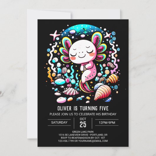 Kinderen Axolotl Whimsical Verjaardag Kaart (Voorkant)