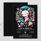 Kinderen Axolotl Whimsical Verjaardag Kaart (Voorkant / Achterkant)