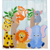 Kinderen badkamer, grappige dieren douchegordijn (Voorkant)