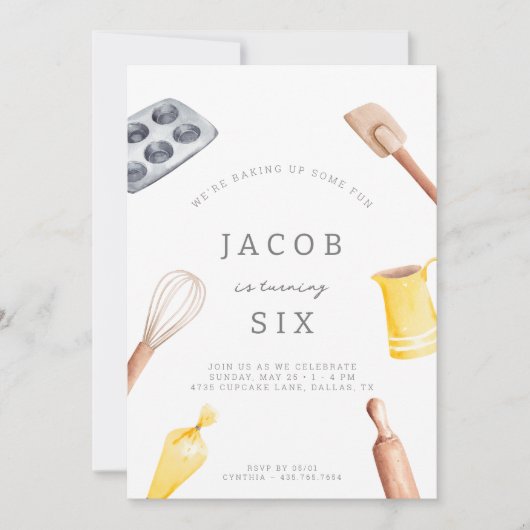 Kinderen Baking Birthday Bash | Uitnodiging van pa (Voorkant)