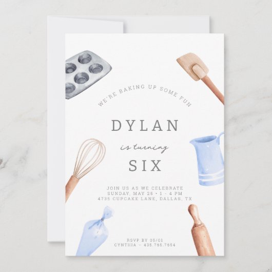 Kinderen Baking Birthday Bash | Uitnodiging van pa (Voorkant)