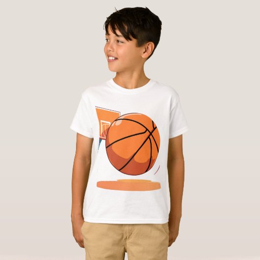 Kinderen Basic T-shirt - Grote Basketbal (Voorkant volledig)