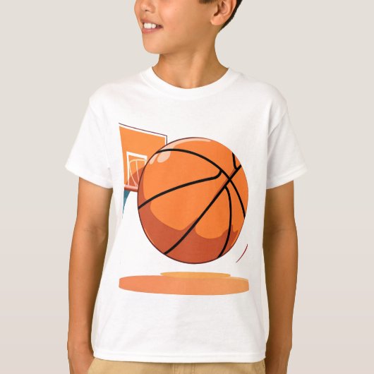 Kinderen Basic T-shirt - Grote Basketbal (Voorkant)