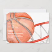 Kinderen Basketbal Aquarel Verjaardagsfeestje Kaart (Voorkant)