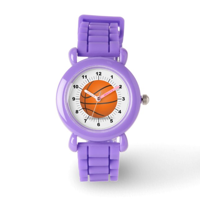 Kinderen Basketbal Red Glitter Strap Horloge (Voorkant)